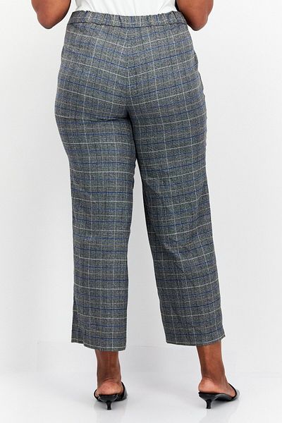 Kasper Women Plus Size Plaid Straight Pants, Grey Combo