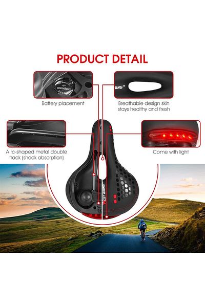 Rectus Bike Saddle - Lighted Soft Elastomer, White Benech with Spring Air Duct