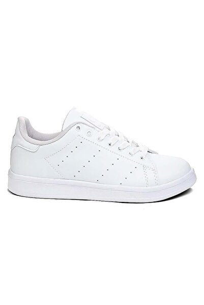 Bls White Lace-Up Skin Women's Sports Shoes