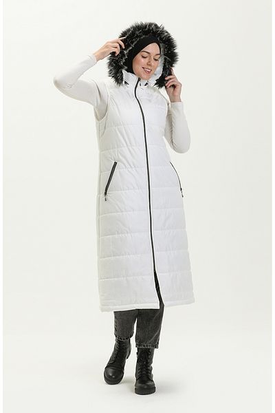 sefamerve Γούνινο γιλέκο Puffer 514722 -05 Λευκό