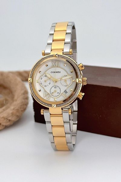COMMES Women's Wristwatch with Calendar Steel Cord 3 Atm Water Resistant Bracelet Gift