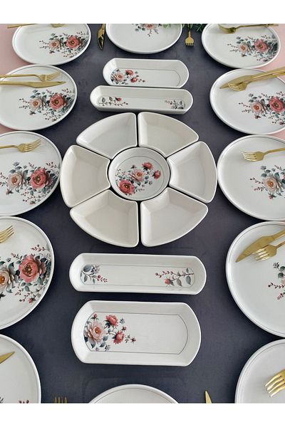 VENÜS HOME DECORATION Hasbahçe 12-Person 23 Piece Breakfast Set