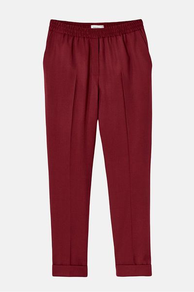 Tchibo Women Regular Fit Solid Staright Leg Pants, Maroon