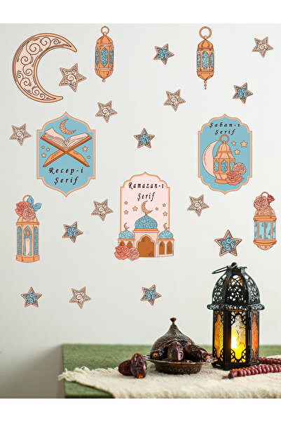 aiki 3 Aylar Temalı, Ramazan Ayı  Dekoratif Duvar Cam Sticker Seti Hoşgeldin ...
