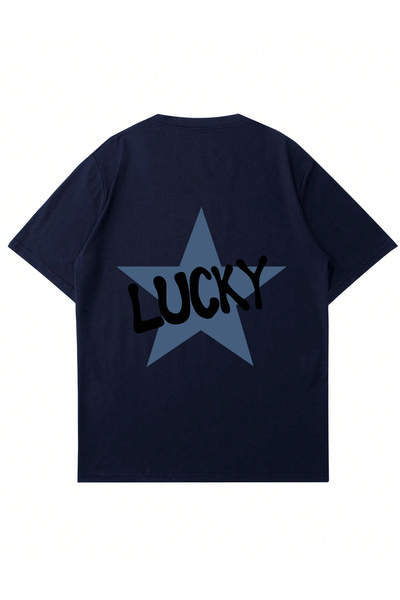 Mad&Calf Women's Lucky Printed Crew Neck Oversize Tshirt