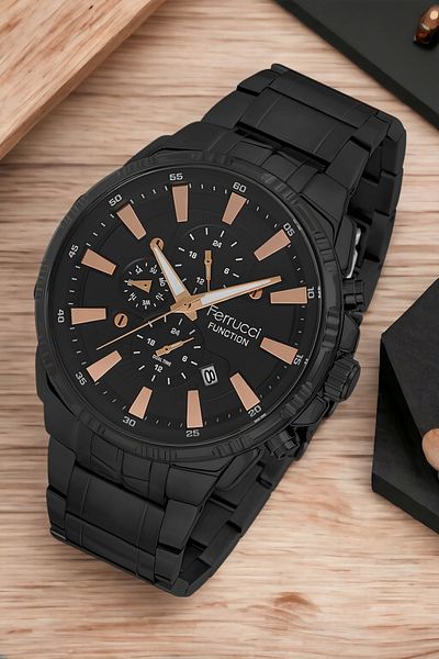 Ferrucci Fcf.13144Fm.01 Black-Rose Function Active 3 Atm Men Wrist Watch Bracelet Sdfer113