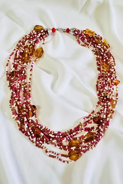 PETEK AKSESUAR Multiple Crystal Bead Necklace