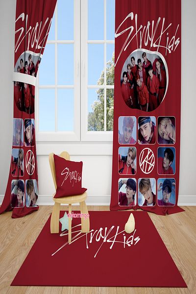 dekomingo Red Stay Kids 2 Wing Fon Curtain