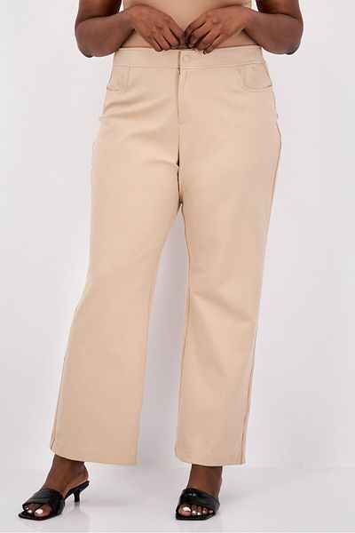Anne Klein Women Plus Size Plain Straight Leg Pants, Brown