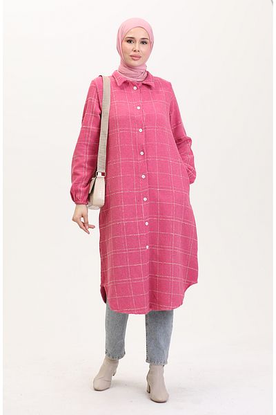 sefamerve Pink Buttoned Tunic - 0564-03