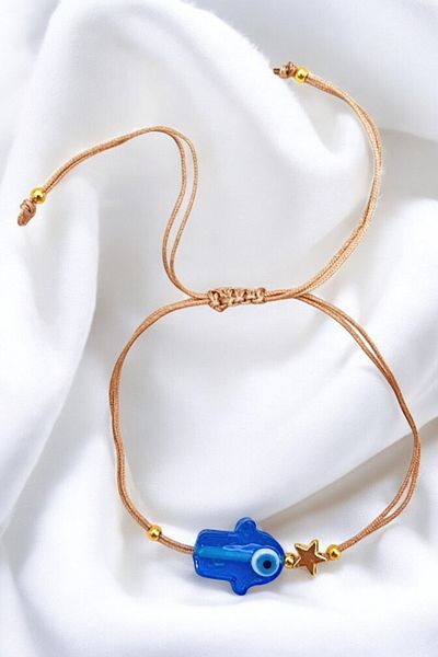 PETEK AKSESUAR Blue Fatmaanaeli Handmade Glass Murano Anklet Bracelet