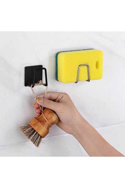 Anadolu Saray Self Adhesive Metal 4 Pieces Dish Sponge Holder Sink Organizer Sponge Holder - 4 Pcs