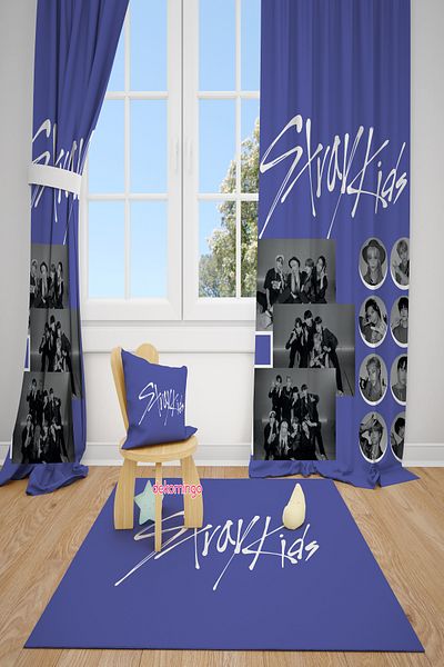 dekomingo Blue Stay Kids 2 Wing Fon Curtain
