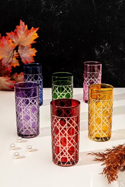 çarşıdayız 6-Piece Colorful Soft Drink and Water Cup Set – Elegant and Stylish Design
