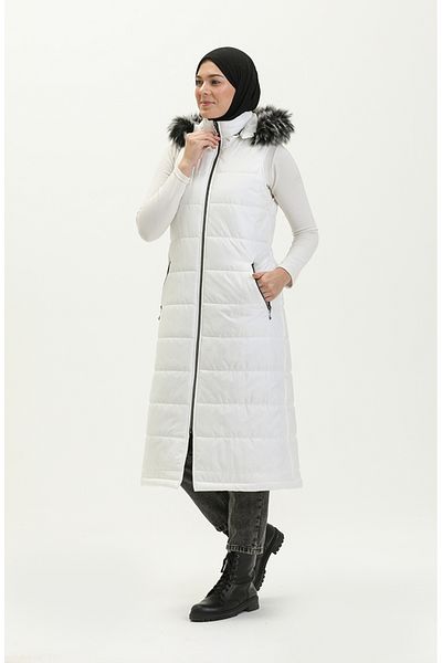 sefamerve Γούνινο γιλέκο Puffer 514722 -05 Λευκό