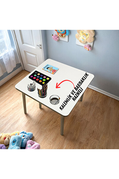 AKTURK HOME AHŞAP MDF Yaz Sil Yüzey 1 Adet Çocuk Aktivite etkinlik  Masası Ka...