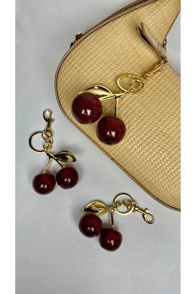 Trinidad Vip Bag Charm Cherry Gold Detailed Red Viral Bag Charm Bag Ornament