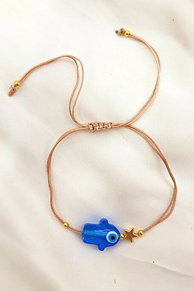 PETEK AKSESUAR Blue Fatmaanaeli Handmade Glass Murano Anklet Bracelet