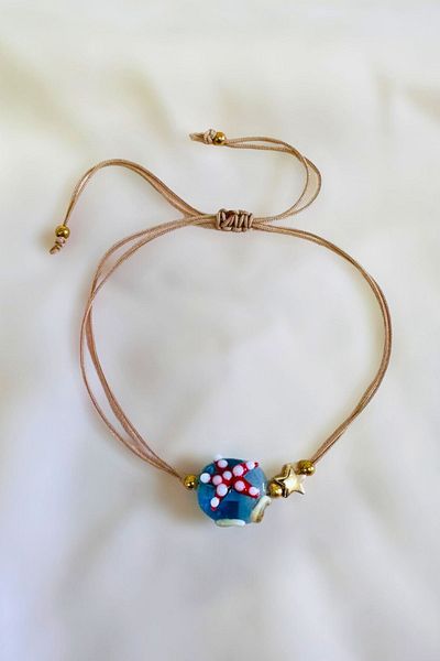 PETEK AKSESUAR Starfish Handmade Glass Murano Anklet Bracelet