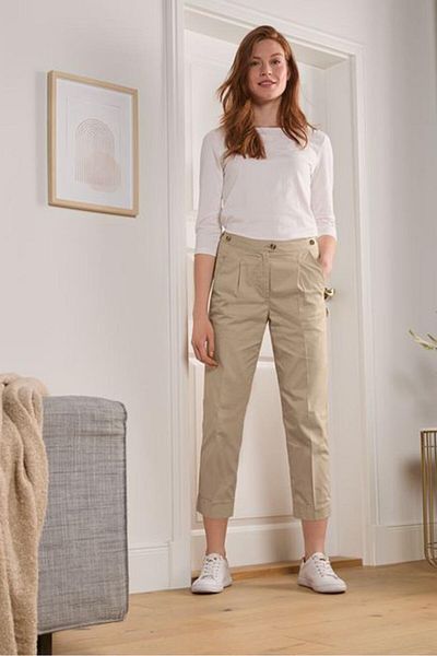 Tchibo Women Pull On Plain Chino Pants, Beige