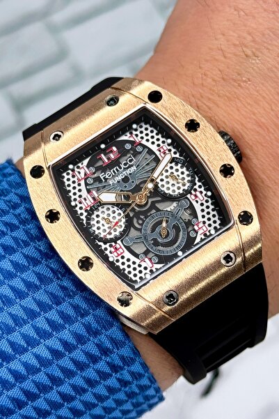 Ferrucci Function, 3atm, Siyah Renk Silikon Kordon Erkek Kol Saati, Sdfer138