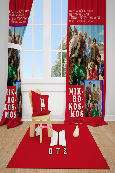 dekomingo Червона BTS мікрокосмос з малюнком подвійна штора для дитячої кімнати