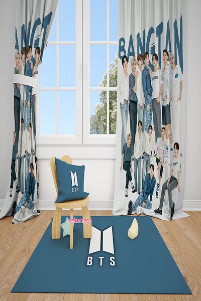dekomingo Blue Bts Bangtan 2 Wing Fon Curtain