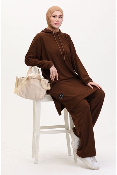 sefamerve Taba Hooded Tunic and Pants Κοστούμι δύο τεμαχίων 0566-05