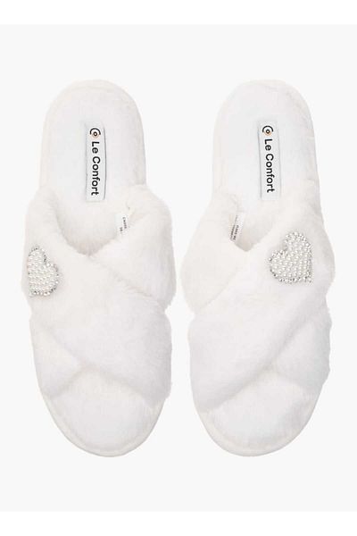 Le Confort Le Confort Faux Fur Cross Strap Bedroom Slides