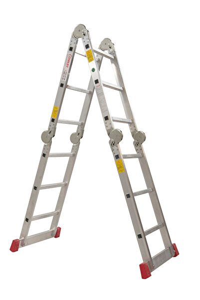 Genel Markalar 4X3 Basamaklı Akrobat Merdiven 375 Cm Katlanır Çok Amaçlı Alüm...