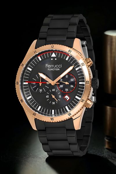 Ferrucci Function, 3Atm, Black-Rose Color Men's Watch, Fc.13907Tm.02 Sdfer133