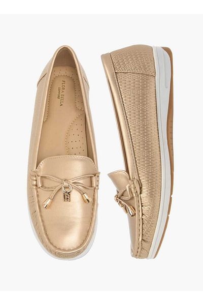 Flora Bella by Shoexpress Flora Bella Textured Bow Accent Slip-On Loafers