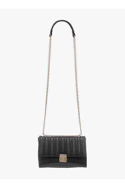Celeste Textured Crossbody Bag with Flap Closure and Chain Strap