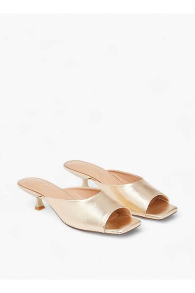 Celeste Women's Solid Slip-On Sandals with Kitten Heels