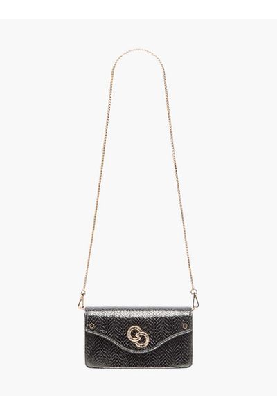 Celeste Textured Crossbody Bag with Button Closure and Chain Strap
