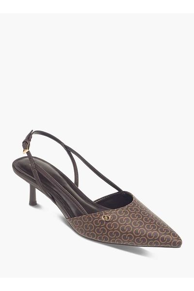 Celeste Women's Textured Slingback Shoes with Buckle Closure and Kitten Heels