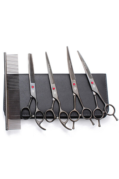 valkyrie Profesyonel Purple Dragon Siyah 7.0 İnç 18 Cm Pet Kuaför Berber Kedi Köpek Makası Seti 440C