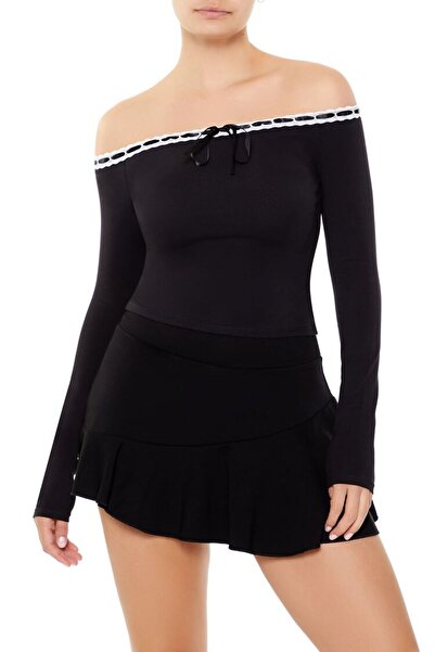 Forever 21 Omuzdan Düşük Fiyonk Detaylı Bluz