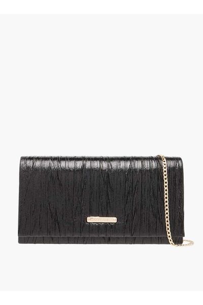 Celeste CelesteTextured Clutch with Detachable Chain Strap and Flap Closure