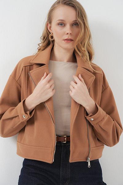Bigdart 0717 Model Women's Short Cashew Jacket - Camel
