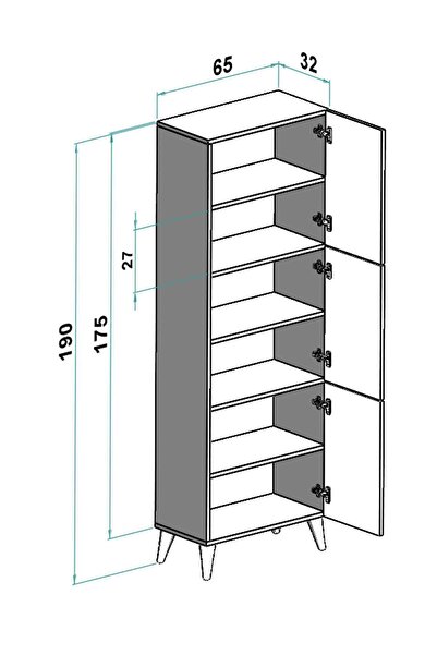 MONTENERO Çok Amaçlı Dolap Parlak Beyaz Kiler Mutfak Banyo Balkon Kapaklı Raflı Dolap