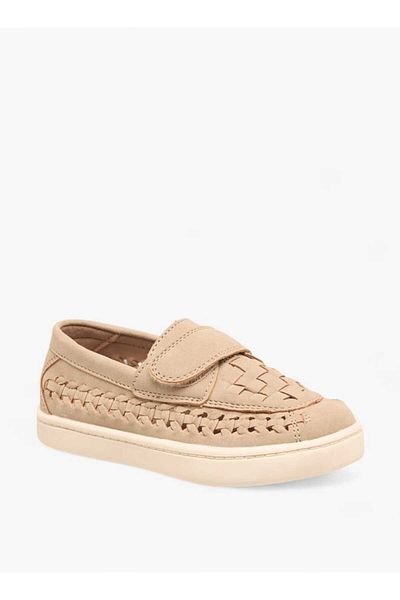 Barefeet Weave Textured Loafers with Hook and Loop Closure