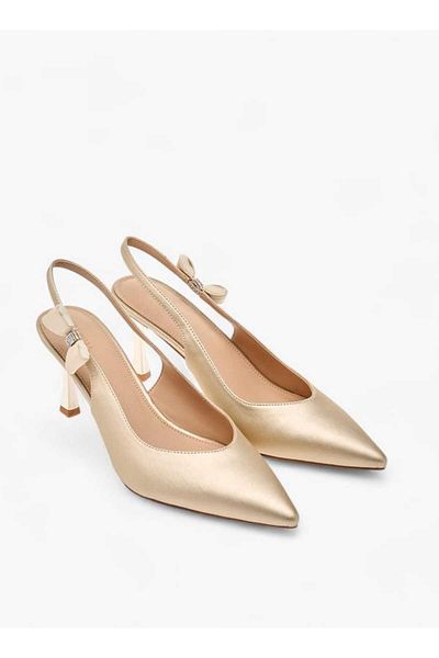 Flora Bella by Shoexpress Flora Bella Bow Accent Slingback Shoes with Flared Heels