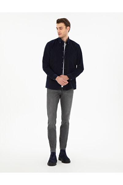 Pierre Cardin Lacivert Regular Fit Uzun Kollu Gömlek 50292347-VR033