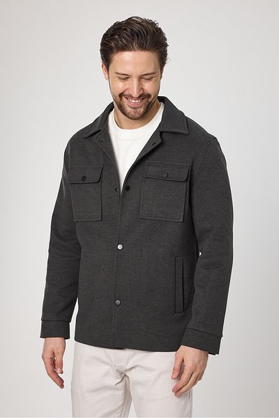 Frappoli Ανδρικό μπουφάν Slim Fit Anthracite Spring Trench με τσέπες και ελαστικό υφασμάτινο κάλυμμα