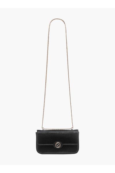 Celeste Textured Crossbody Bag with Flap Closure and Chain Strap