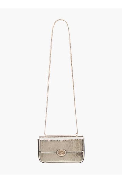 Celeste Textured Crossbody Bag with Flap Closure and Chain Strap