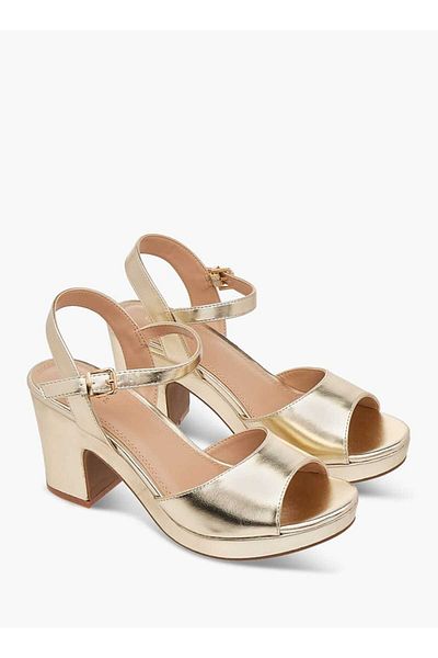 Celeste Women's Solid Sandals with Block Heels and Buckle Closure