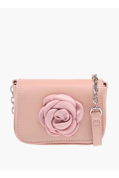 Flora Bella by Shoexpress Flora Bella Rose Accent Crossbody Bag with Chain Strap and Flap Closure