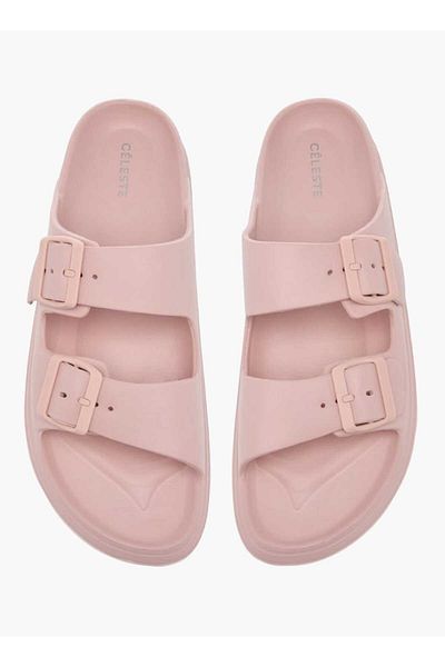 Celeste Women's Buckle Accent Slide Slippers with Slip-On Closure